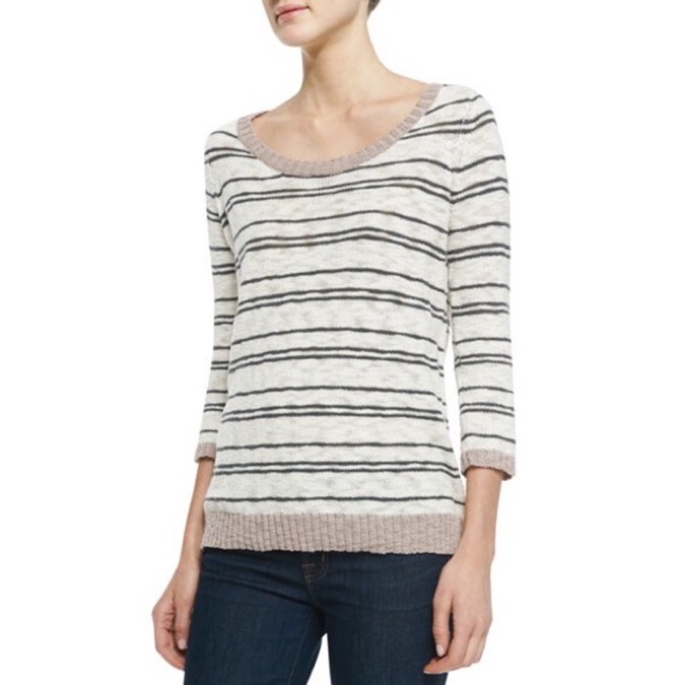 SOFT Joie cream grey stripe knit LIIVIA sweater
